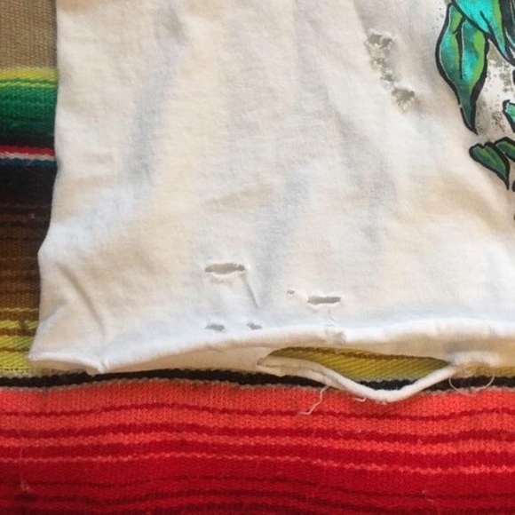 Vintage, Distressed, Raw Edged Brown Wolf Crop top - Picture 6 of 8